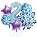 Winter-Schneeflocken-Ballon-Set mit blauer Nummer zwei und Sternen für Geburtstagsdekoration - Nummer 2 Stil
