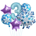 Winter-Schneeflocken-Luftballon-Set zum 3. Geburtstag mit blauen Sternen und Zahlen - Nummer 3 Stil