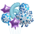 Winter snowflake party balloon set with number six for kids birthday decorations - Number 6 Style