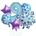 Detailed set of snowflake and number nine foil balloons for winter birthday party decor - Number 9 Style