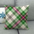 Funda de cojín cuadrada estilo lino con diseño clásico de cuadros verdes, blancos y rosas - Estilo Cuadros Verde Blanco Rosa (4)