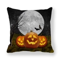 Fodera per cuscino Halloween con zucche intagliate e pipistrelli in pelle di pesca - Stile Zucca Albero Morto Arancione Nero (7) / 45*45cm
