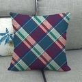 Linen-style square pillow case featuring navy and red classic British plaid patterns - Navy Red Green Plaid Style (7)