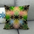 Close-up of linen pillow cover showing baroque floral patterns and woven fabric texture - Golden Baroque Floral