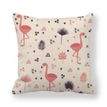 Federa quadrata in misto lino con fenicotteri rosa e motivi di foglie tropicali - Stile Fenicottero Pianta Tropicale Nordica (2) / 45*45cm
