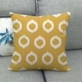 Mustard yellow linen pillowcase with white geometric ikat patterns for sofa decor - Ginger White Ikat Circle (6)