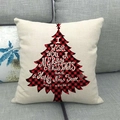Dettaglio copricuscino natalizio in lino con albero a quadri rossi e auguri - Stile Silhouette di Albero a Quadri e Auguri (18) / 45x45cm