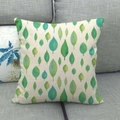 Linen square decorative pillow cover with green leaf print on grey fabric sofa - White Background Green Leaves Plant Print (11)