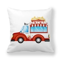 Dettaglio della federa per cuscino in pelle di pesca con camion di popcorn cartoon - 45x45cm / Camion dei Popcorn (12)
