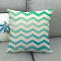 Minimalist square linen pillowcase featuring a green and blue gradient chevron wave pattern - Green Blue Gradient Wave Pattern (12)