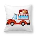 Dettaglio della stampa del camion del forno sulla federa morbida con testo Best Bakery - 45x45cm / Camion del Panificio (13)