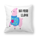 Cartoon alpaca square throw pillow cover with pink llama and star heart sweater pattern - 18x18 Inch / No Prob Llama Sweater Alpaca (24)