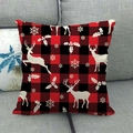 Federa natalizia a quadri rossi e neri con renne e fiocchi di neve per il divano - Stile Renna e Fiocchi di Neve (7) / 45x45cm