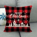 Red and black buffalo plaid Christmas pillow cover featuring white Merry Christmas print - Red Black Plaid - Plaid Village Merry Christmas (Style 17)