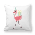 Close-up of pink flamingo print on white peach skin fabric with soft texture - 45x45cm / Flamingo 11 Cool Sunglasses (11)