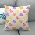 Minimalist linen pillowcase featuring colorful watercolor stripe heart patterns - Beige Watercolor Colorful Hearts Style (12)