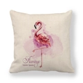 Square linen pillowcase featuring a watercolor pink flamingo and decorative script - Watercolor Flamingo with Lettering Style (7) / 18x18 Inch