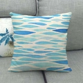 Linen square pillowcase with blue and teal abstract watercolor stripe patterns - Abstract Blue Teal Wave Pattern (15)