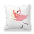 Funda de cojín de piel de melocotón con lindo flamenco de dibujos animados y estrellas - 45x45cm / Flamenco 4 Gorro de Fiesta Estrellas (4)