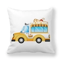 Fodera per cuscino bianca in pelle di pesca con illustrazione di camion di gelati colorati - Camion dei Gelati Giallo (2)