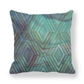 Detailansicht der geometrischen Marmor-Muster und Goldlinien auf weichem Kissenbezug - Cyan Lila Gold Raute (8)