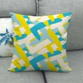 Linen cushion cover with yellow and blue abstract geometric oil painting pattern - Yellow Blue Abstract Brushstroke Pattern (17)
