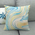 Linen square pillow cover with blue and yellow abstract marble texture design - Blue White Yellow Marble Texture (18)