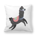 White square peach skin pillowcase with a cute colorful cartoon alpaca print - 18x18 Inch / Ethnic Saddle Alpaca (10)