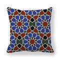 Detailed close-up of geometric star pattern on square peach skin pillow cover - Royal Blue and Brick Red Islamic Geometric Star (5)