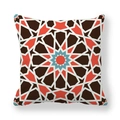 Detail of bohemian mandala peach skin pillowcase with geometric orange and brown pattern - Dark Brown and Coral Orange Geometric Mandala (7)