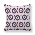 Detail of soft peach skin pillowcase with blue geometric circles on pink background - Pink Deep Blue Circles (5)