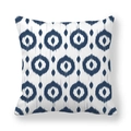 Detail of navy blue and white ikat geometric peach skin pillowcase with a soft texture - Navy Cream Interlocking Pattern (6)
