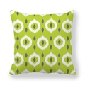 Detail of green and grey ikat geometric pattern on thick peach skin pillowcase - Bright Green Geometric Circles (9)