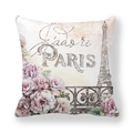 Kissenbezug mit Eiffelturm-Muster und rosa Rosen auf hochwertigem Pfirsichhaut-Stoff - J'adore PARIS Kunsttext Muster (3)