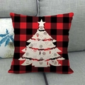 Fodera per cuscino natalizia a quadri rossi e neri con silhouette di albero - Stile Albero di Natale Stellato (9) / 45x45cm