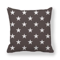 Square star print peach skin pillowcase in dark coffee brown with white star pattern - 45*45cm (No Core) / Dark Coffee