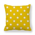 Close-up of yellow peach skin pillowcase with white star print and neat edge stitching - 45*45cm (No Core) / Yellow