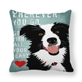 Dettaglio della federa in pelle di pesca con stampa di cane border collie a cartone animato - Illustrazione di Border Collie (Stile 17) / 45x45cm