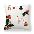 White Christmas peach skin pillowcase with fijne kerst text and festive ornaments - Merry Christmas Dutch (1)