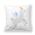Cartoon white alpaca peach skin velvet pillowcase with yellow crown and wings print - 18x18 Inch / Angel Wings Alpaca (19)