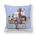 Christmas peach skin pillowcase with light blue festive sleigh and teddy bear prints - Sleigh Teddy Bear (2)