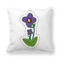 Detalle de la textura de funda de almohada blanca con estampado de flores moradas - 45x45 cm / Estilo Flor Púrpura Oscuro / 15