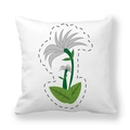 Detalle de funda de almohada suave con diseño floral minimalista en verde y gris - 45x45 cm / Estilo de Pétalo Radial Gris / 16