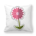 Funda de cojín blanca de piel de melocotón con diseño floral rosa y contorno punteado - Estilo Flor Rosa