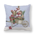 Christmas snowman and reindeer print square peach skin pillowcase with light blue background - Snowman Reindeer (3)
