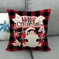 Fodera per cuscino natalizio a quadri rossi e neri con stampa di elfo e scritte - Stile Elfo di Natale (13) / 45x45cm