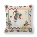 Christmas snowman and tree print pillowcase in peach skin fabric with Let It Snow text - Snowman and Christmas Tree Illustration Style (6)