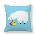 Blue alpaca square pillowcase with funny cartoon rainbow vomiting alpaca illustration - 18x18 Inch / Blue Funny Rainbow Alpaca (25)