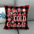 Housse de coussin de Noël à carreaux rouges et noirs avec texte Baby It's Cold Outside - 45x45cm / Style Baby It's Cold Outside