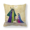 Religious Nativity scene peach skin pillowcase with Mary Joseph and baby Jesus illustration - Minimalist Artistic Nativity Scene (7) / 45*45cm (No Core)